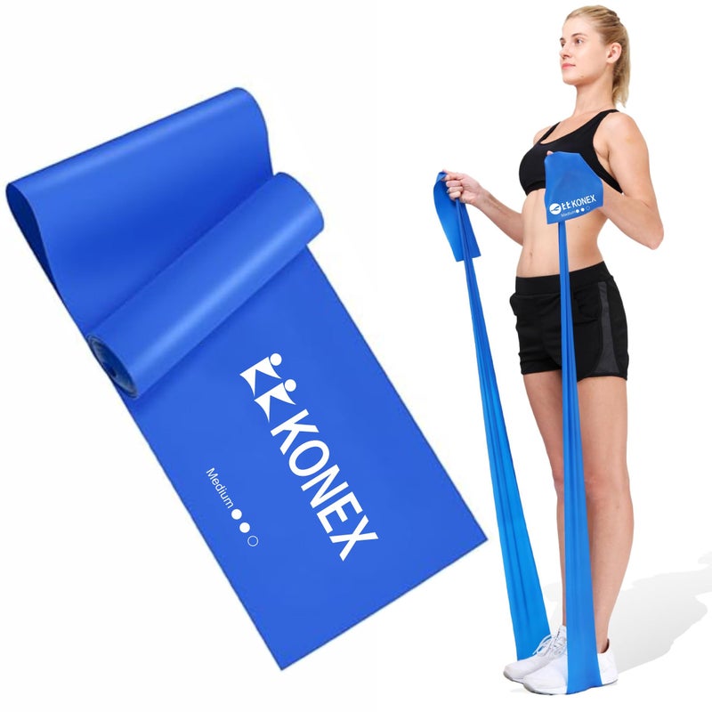 KONEX Natural Latex Resistance Thera Band | Durable & Stretchable | Ideal for Yoga, Pilates, Full Body Workout, Muscle Toning, Weight Training, Stretching & Body Conditioning (Blue, 11.5-13.5 Kg) - Image 1